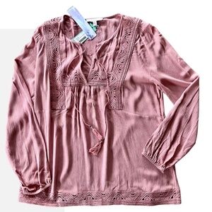 Pale Sky Dalyn Crochet Detail Top Pink Size S